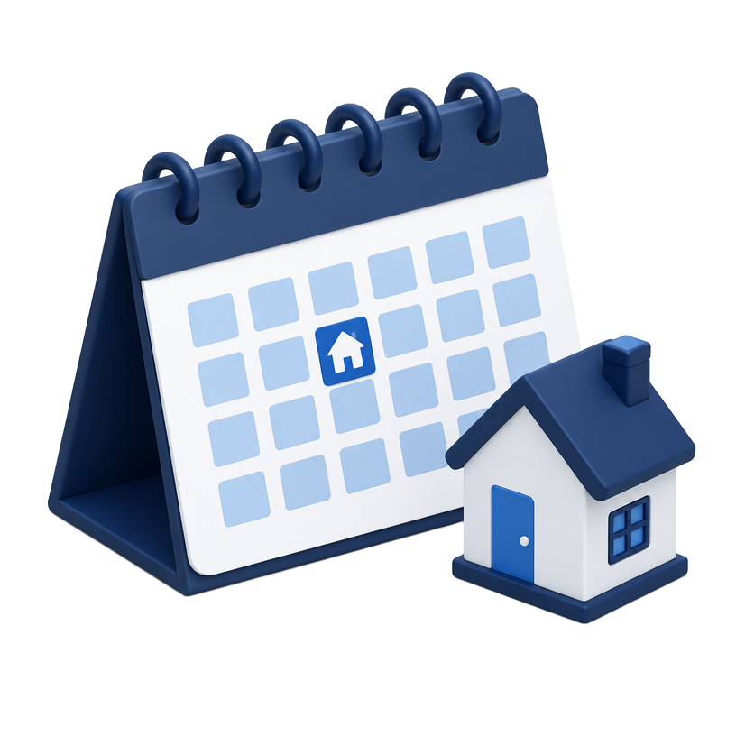 Isometric calendar with a small house